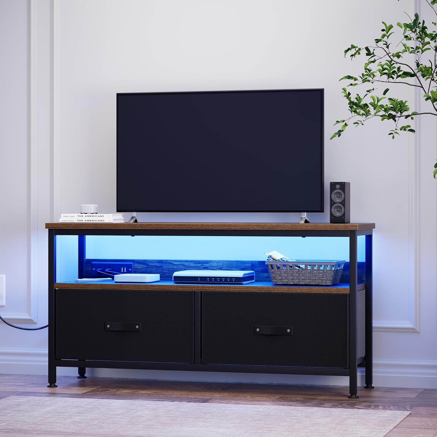 Gaming Console Tv Stand - 39인치 TV 스탠드(50인치까지 가능), 충전 스테이션