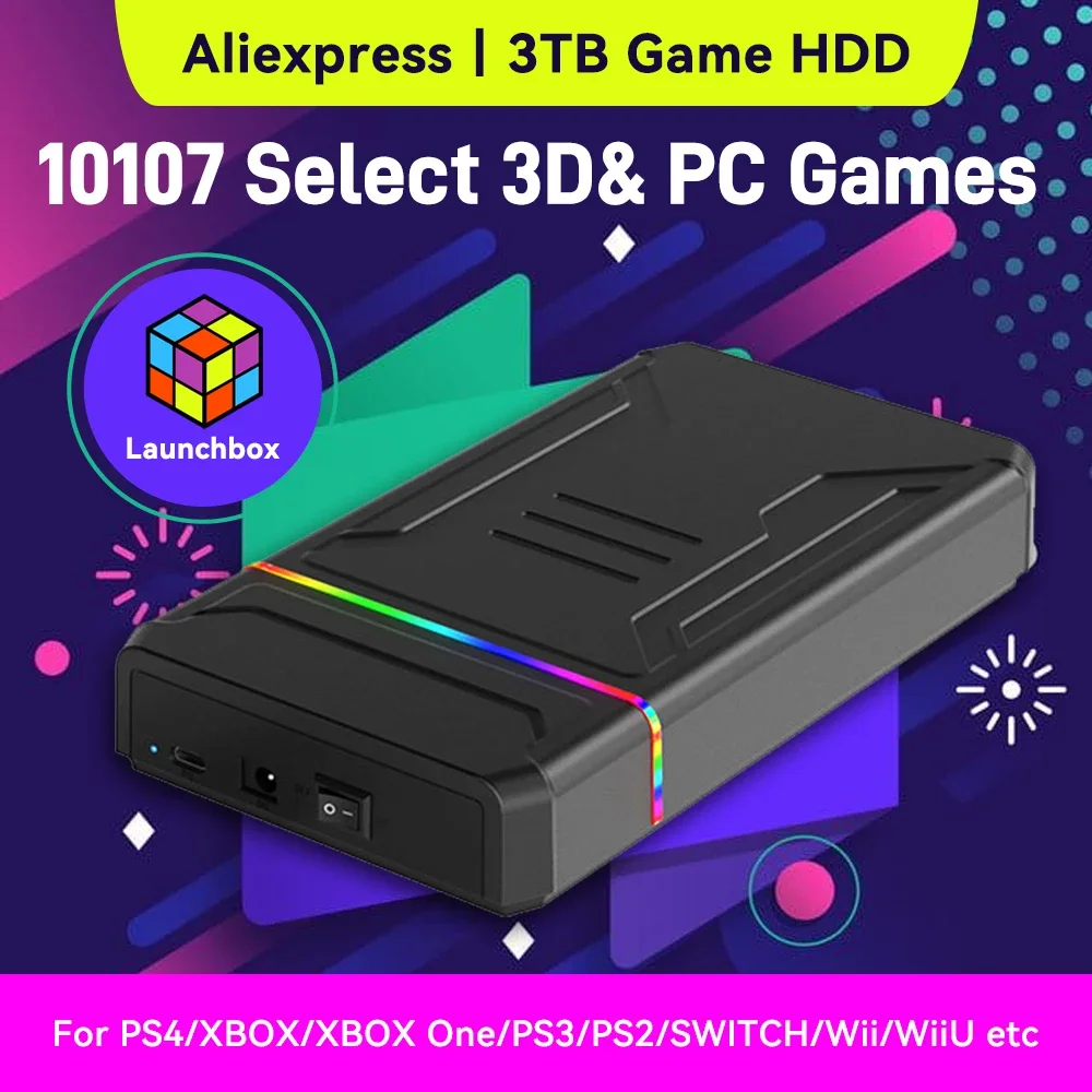 Gaming Console In Chinese - 3TB 런치박스 휴대용 게임 HDD (10107개