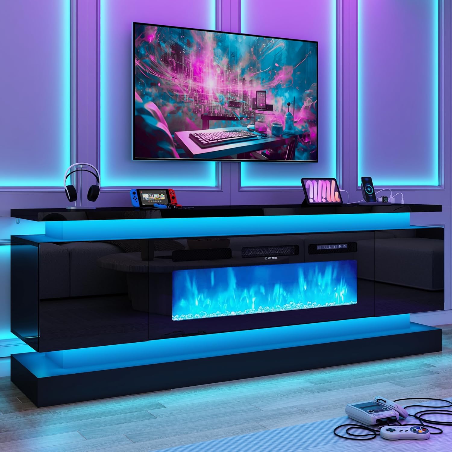 Gaming Console Tv Stand - 71인치 LED TV 스탠드(40인치 벽난로 전원