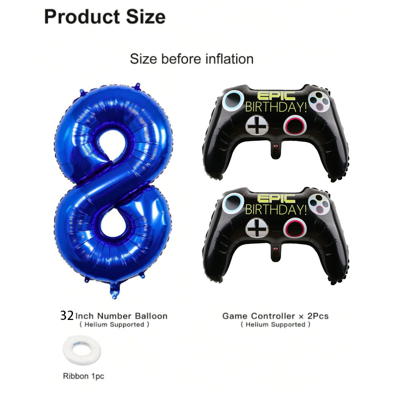 3pcs 비디오 게임 파티 용품 세트 아기 소년 생일  - Gaming Console Handle 리뷰 및 가격