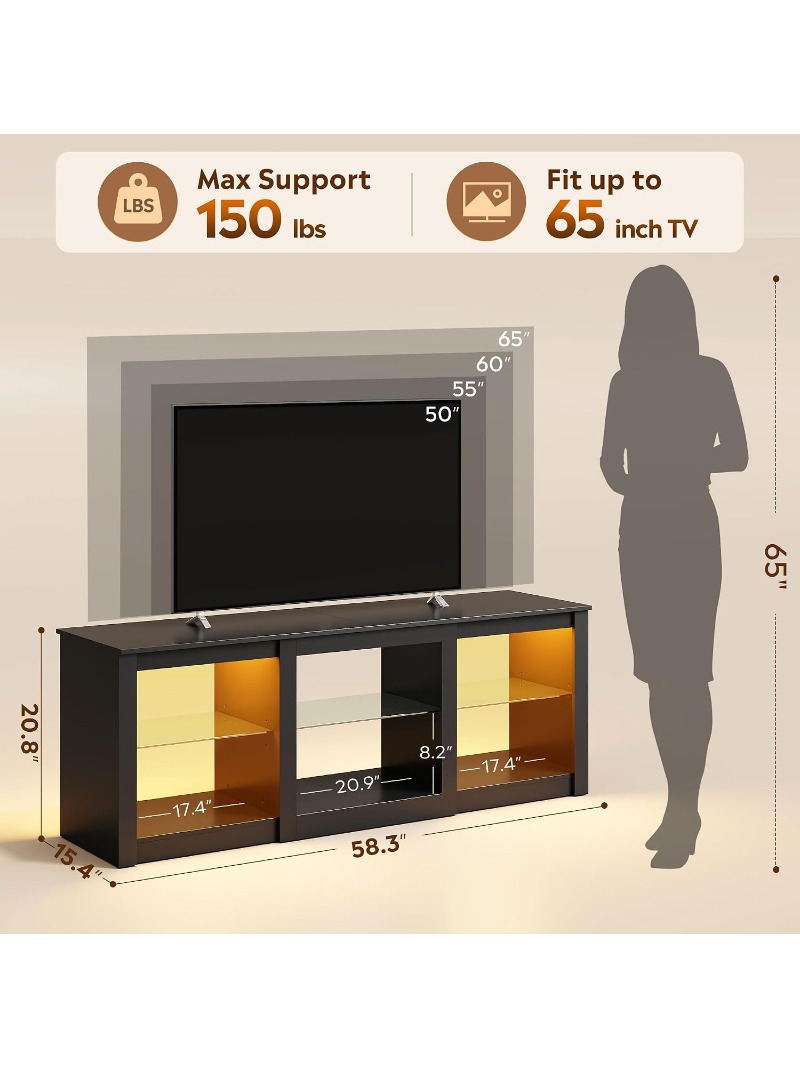 LED TV 스탠드 58인치 엔터테인먼트 센터 유리 선 - Gaming Console Tv Stand 리뷰 및 가격