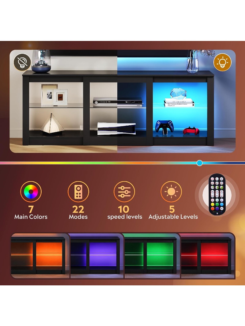 LED TV 스탠드 58인치 엔터테인먼트 센터 유리 선 - Gaming Console Tv Stand 리뷰 및 가격