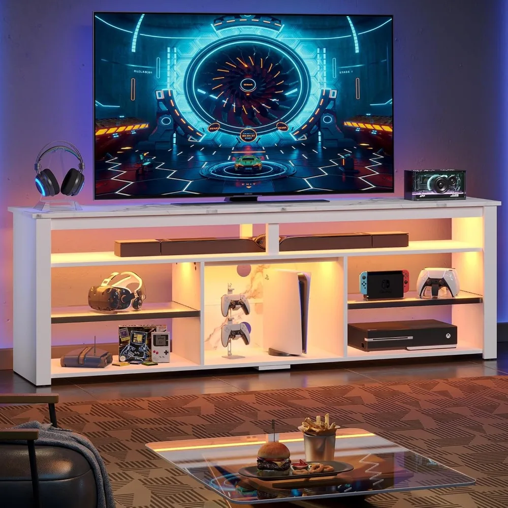 75인치 TV용 TV 스탠드, 조절 가능한 선반이 있는 - Gaming Console Tv Stand 리뷰 및 가격