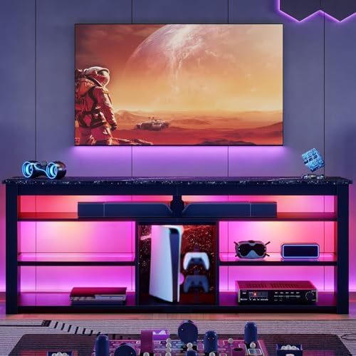 70인치 TV용 TV 스탠드, 2개의 LED 조명이 있 - Gaming Console Tv Stand 리뷰 및 가격
