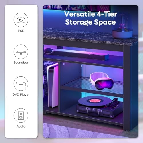 70인치 TV용 TV 스탠드, 2개의 LED 조명이 있 - Gaming Console Tv Stand 리뷰 및 가격