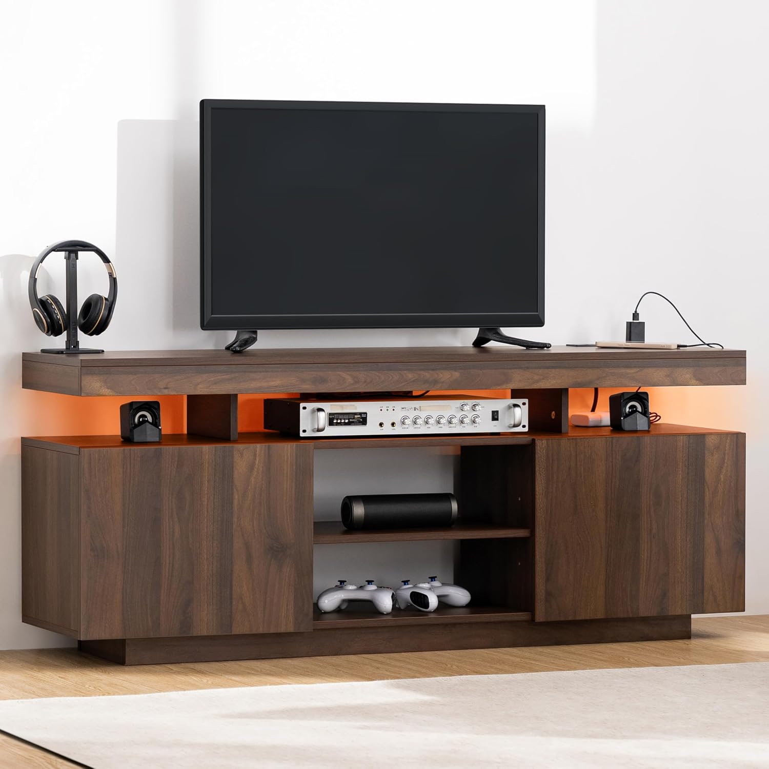 LED TV 스탠드(전원 콘센트 및 수납공간 포함),  - Gaming Console Tv Stand 리뷰 및 가격