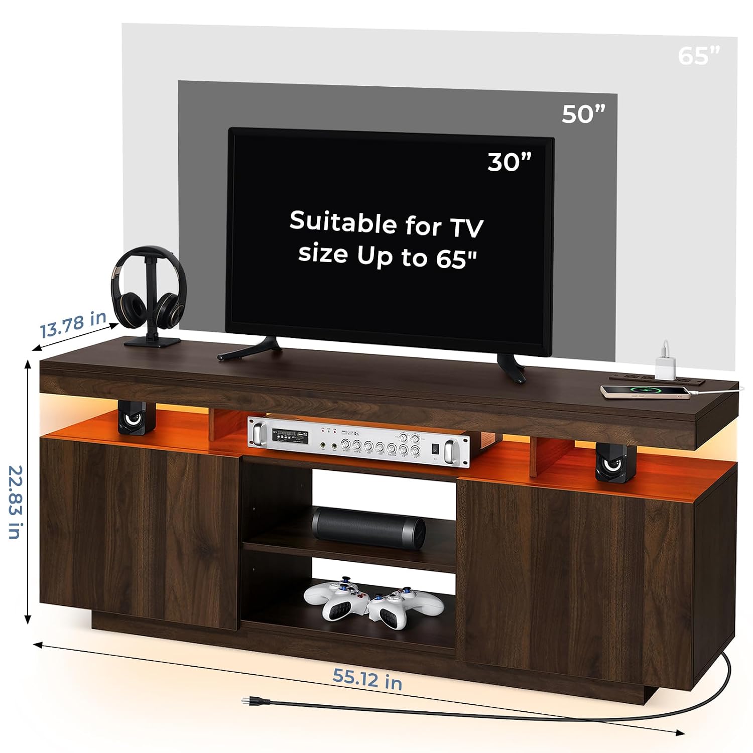 LED TV 스탠드(전원 콘센트 및 수납공간 포함),  - Gaming Console Tv Stand 리뷰 및 가격