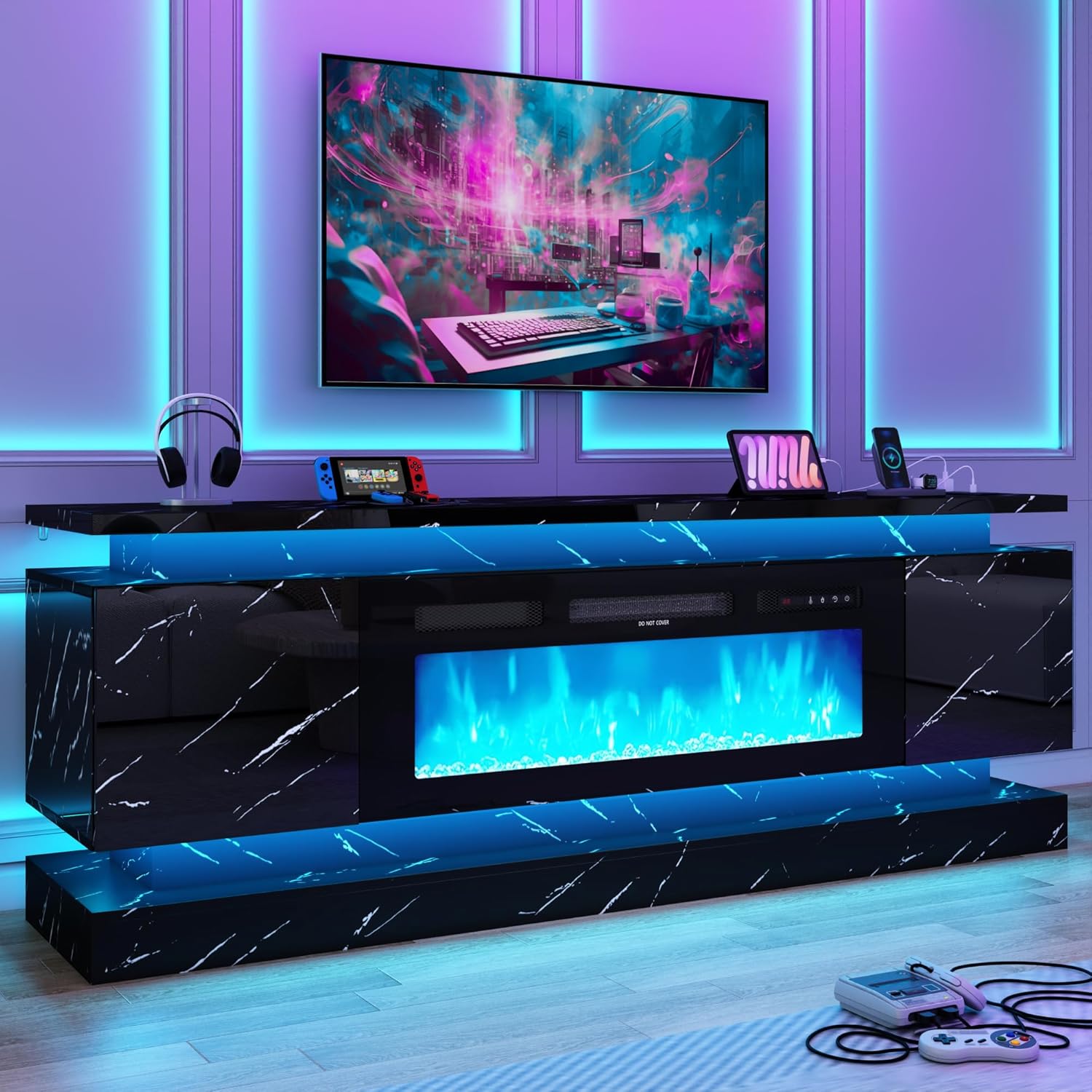 71인치 LED TV 스탠드(40인치 벽난로 전원 콘센 - Gaming Console Tv Stand 리뷰 및 가격