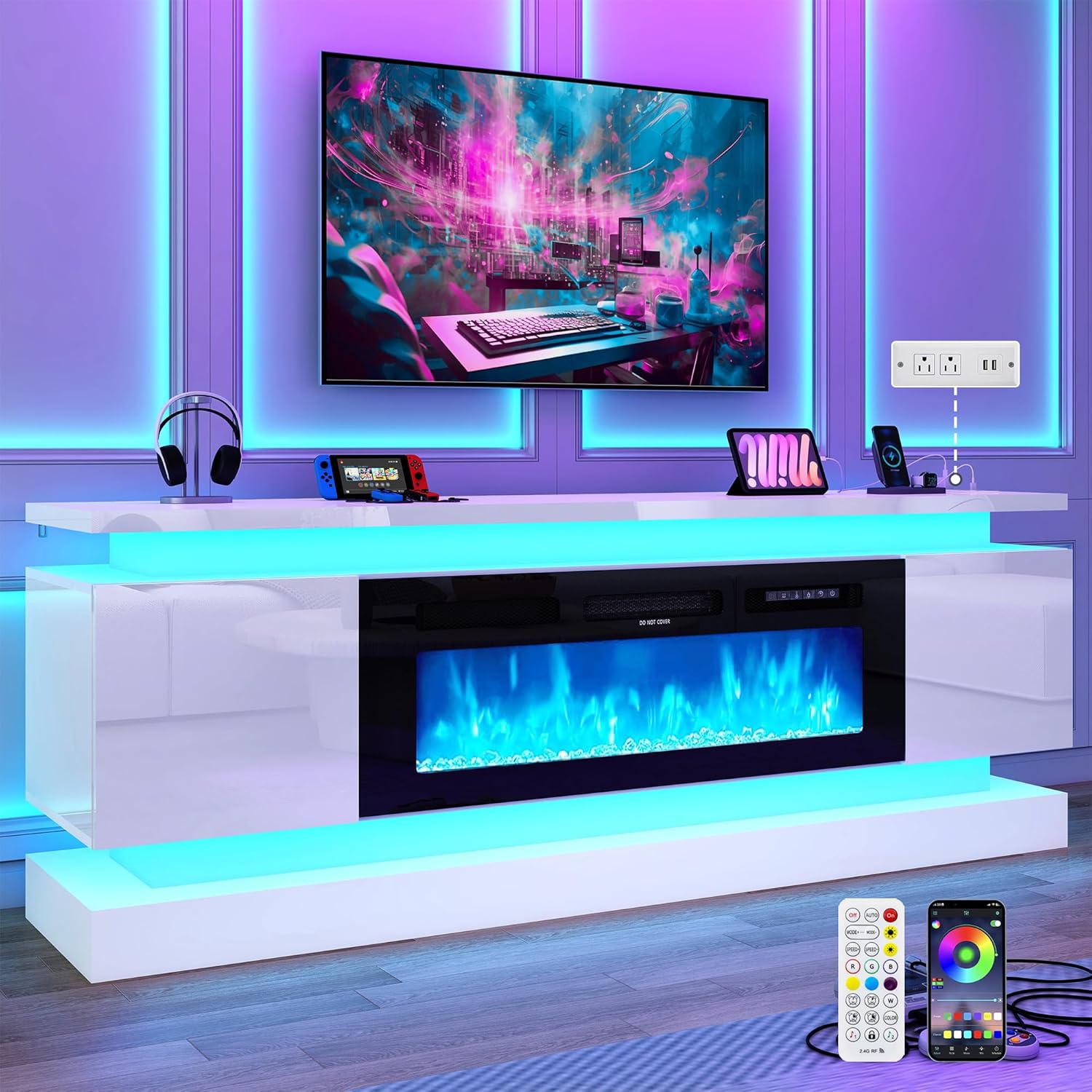 71인치 LED TV 스탠드(40인치 벽난로 전원 콘센 - Gaming Console Tv Stand 리뷰 및 가격