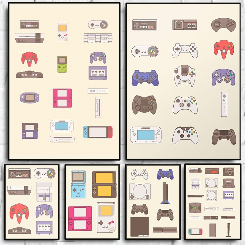 비디오 게임 휴대용 및 콘솔 진화 포스터 게임패드 캔버 - Gaming Console Free 리뷰 및 가격