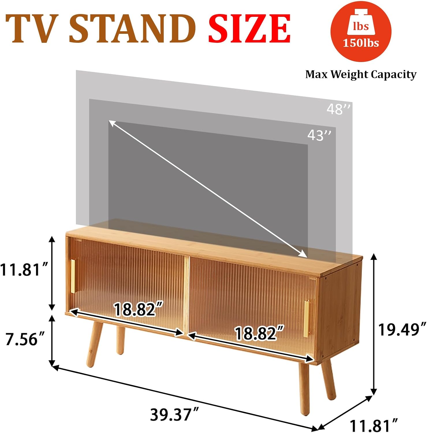 최대 50인치 TV용 대나무 TV 스탠드, FSC 인증 - Gaming Console Tv Stand 리뷰 및 가격